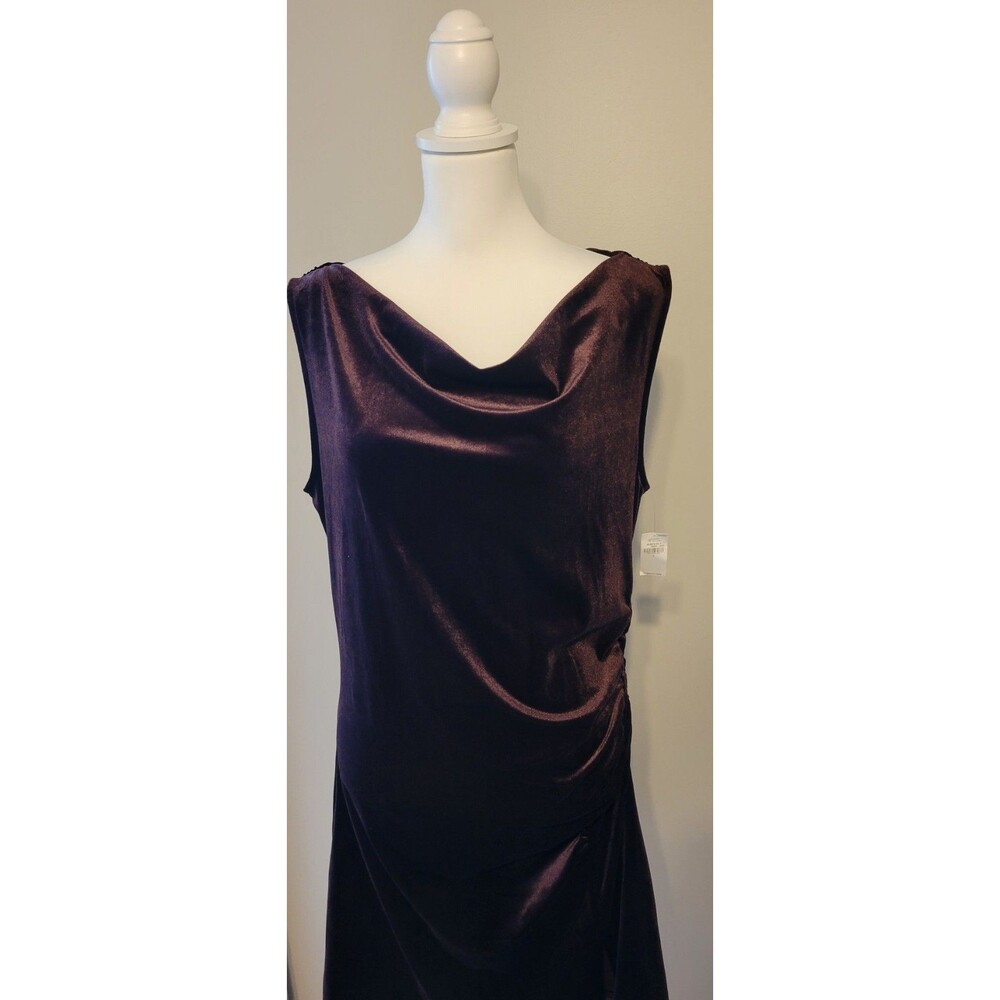 Old Navy Large Off The Shoulder Cowl Neck Mini Dress Velvet Ruched Sleeveless - Picture 5 of 13